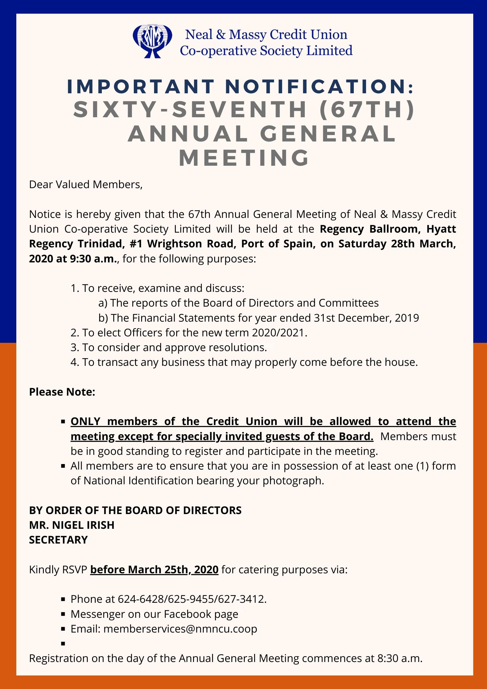 Important Notification Sixty Seventh 67th Annual General Meeting 